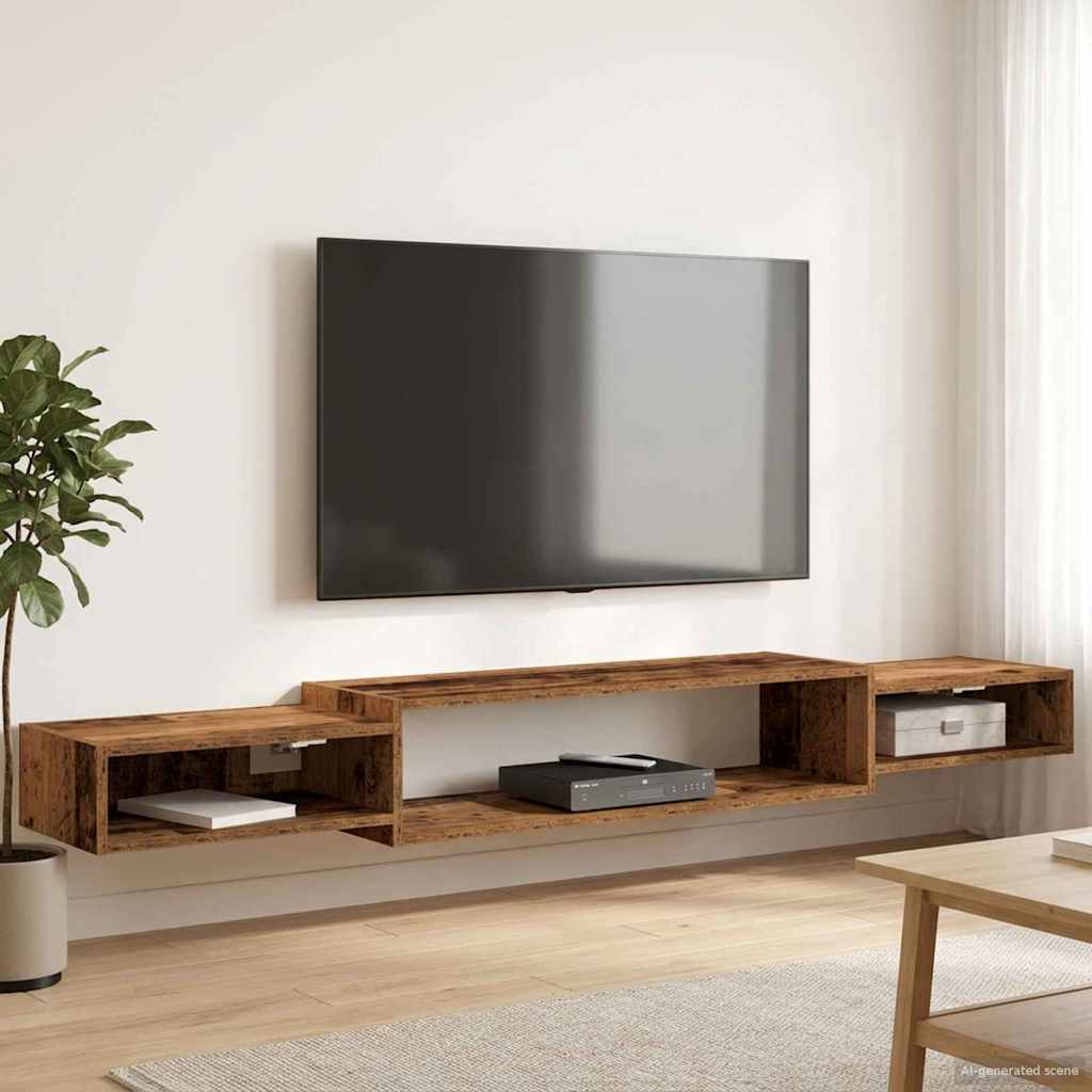 vidaXL Wall-mounted TV Cabinet Wall-Mounted Old Wood 180 x 28 x 21 cm