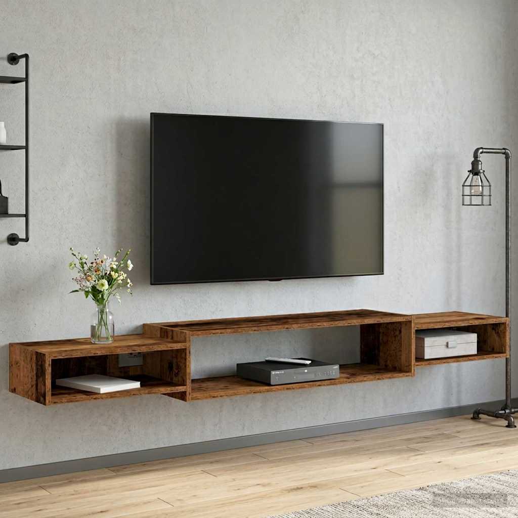 vidaXL Wall-mounted TV Cabinet Wall-Mounted Old Wood 180 x 28 x 21 cm