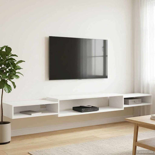 vidaXL Wall-mounted TV Cabinet Wall-Mounted White 220 x 28 x 21 cm