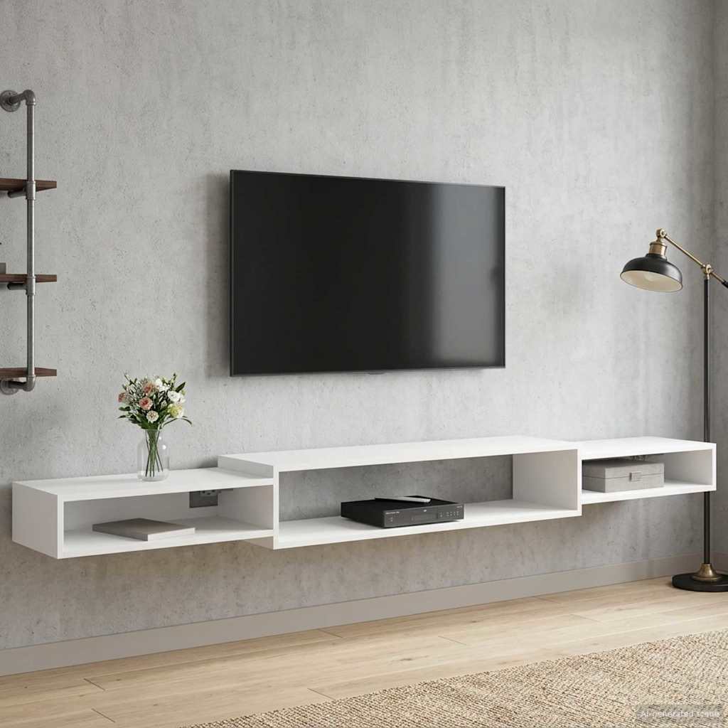 vidaXL Wall-mounted TV Cabinet Wall-Mounted White 220 x 28 x 21 cm
