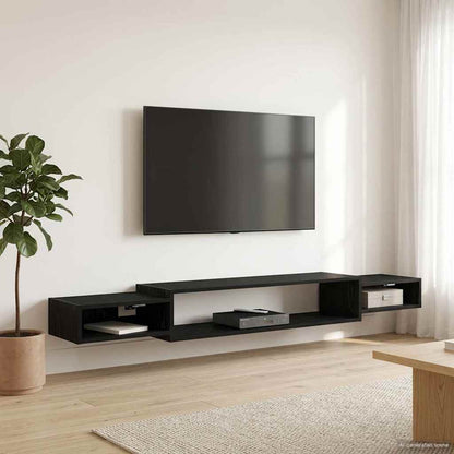 vidaXL Wall-mounted TV Cabinet Wall-Mounted Black Oak 220 x 28 x 21 cm