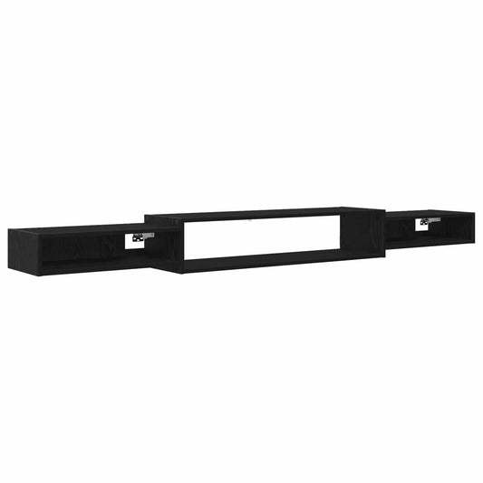 vidaXL Wall-mounted TV Cabinet Wall-Mounted Black Oak 220 x 28 x 21 cm