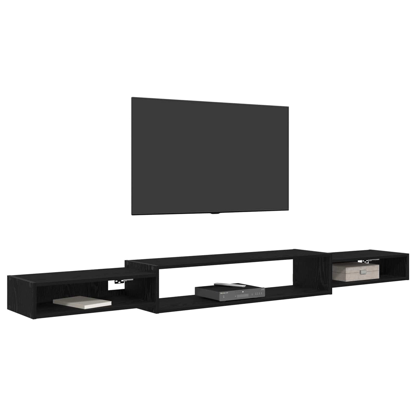 vidaXL Wall-mounted TV Cabinet Wall-Mounted Black Oak 220 x 28 x 21 cm
