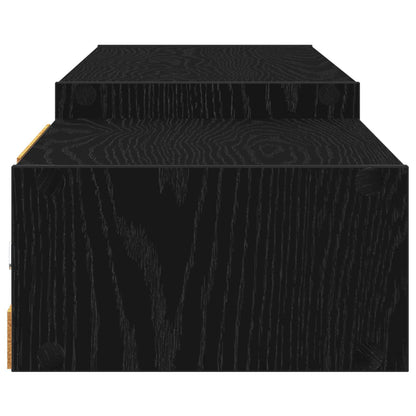 vidaXL Wall-mounted TV Cabinet Wall-Mounted Black Oak 220 x 28 x 21 cm