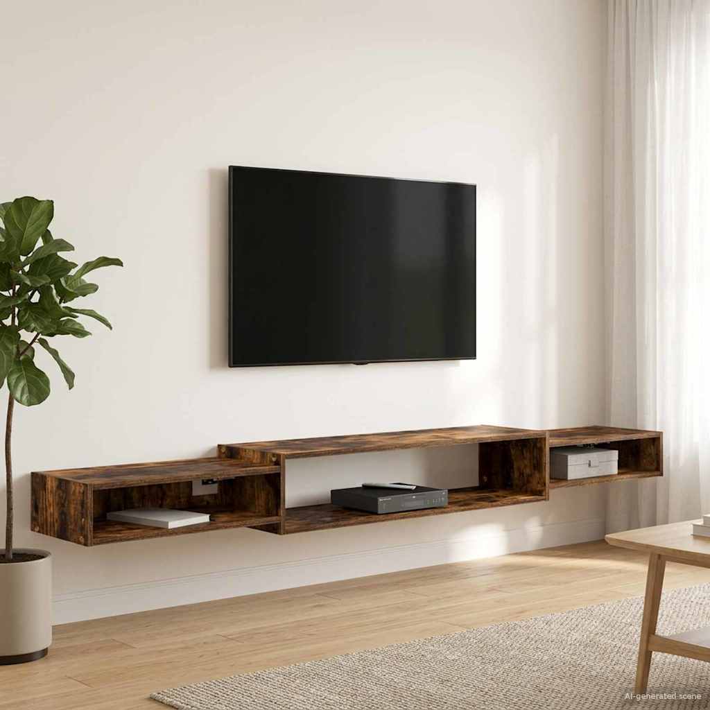 vidaXL Wall-mounted TV Cabinet Wall-Mounted Smoked Oak