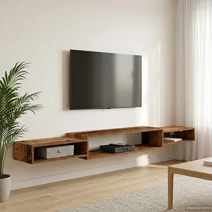 vidaXL Wall-mounted TV Cabinet Wall-Mounted Old Wood 220 x 28 x 21 cm