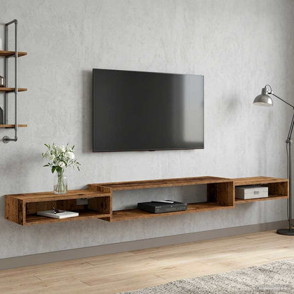 vidaXL Wall-mounted TV Cabinet Wall-Mounted Old Wood 220 x 28 x 21 cm