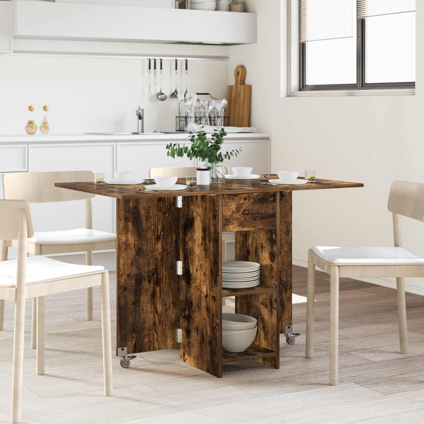 vidaXL Dinning Table 115 x 70 x 75 cm Engineered Wood Smoked Oak