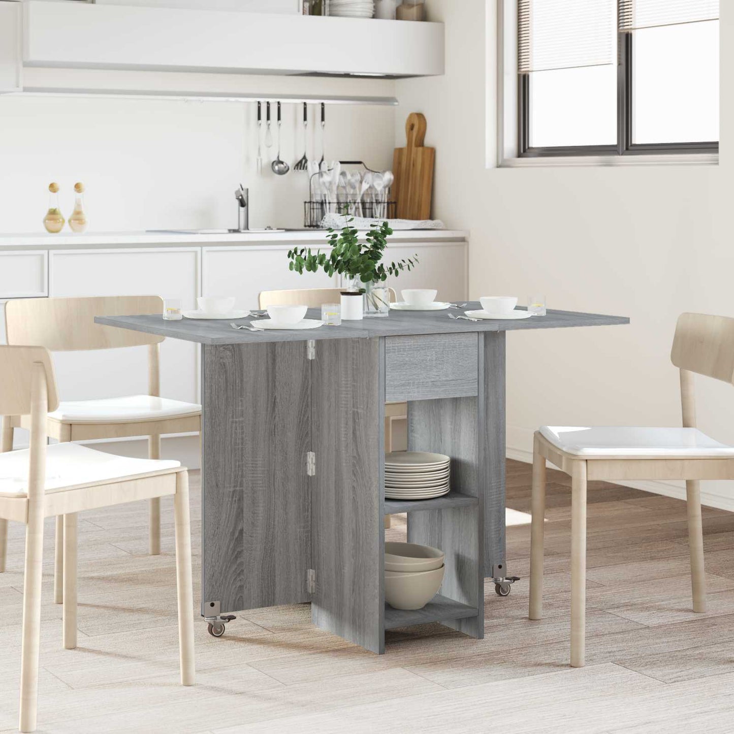 vidaXL Dinning Table 115 x 70 x 75 cm Engineered Wood Grey Sonoma