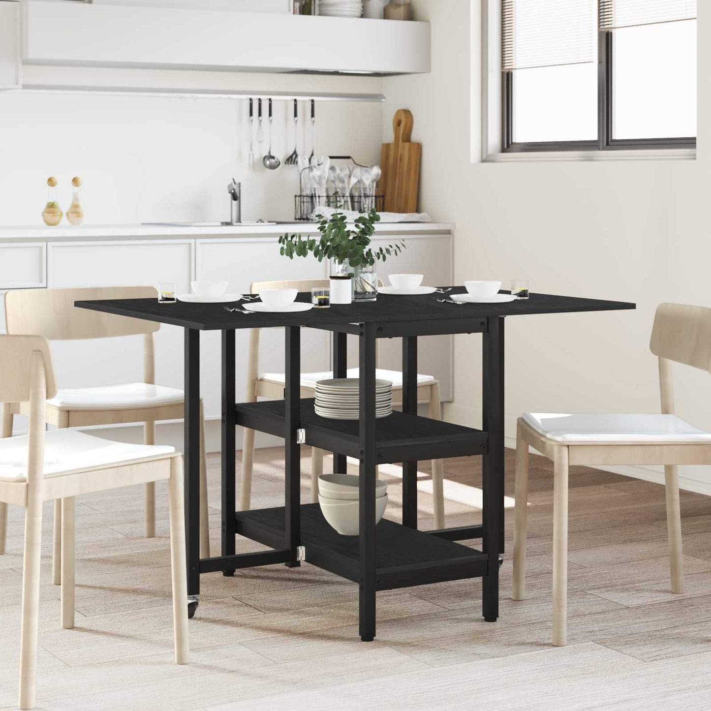 vidaXL Dinning Table 122 x 80 x 76.5 cm Engineered Wood Black Oak