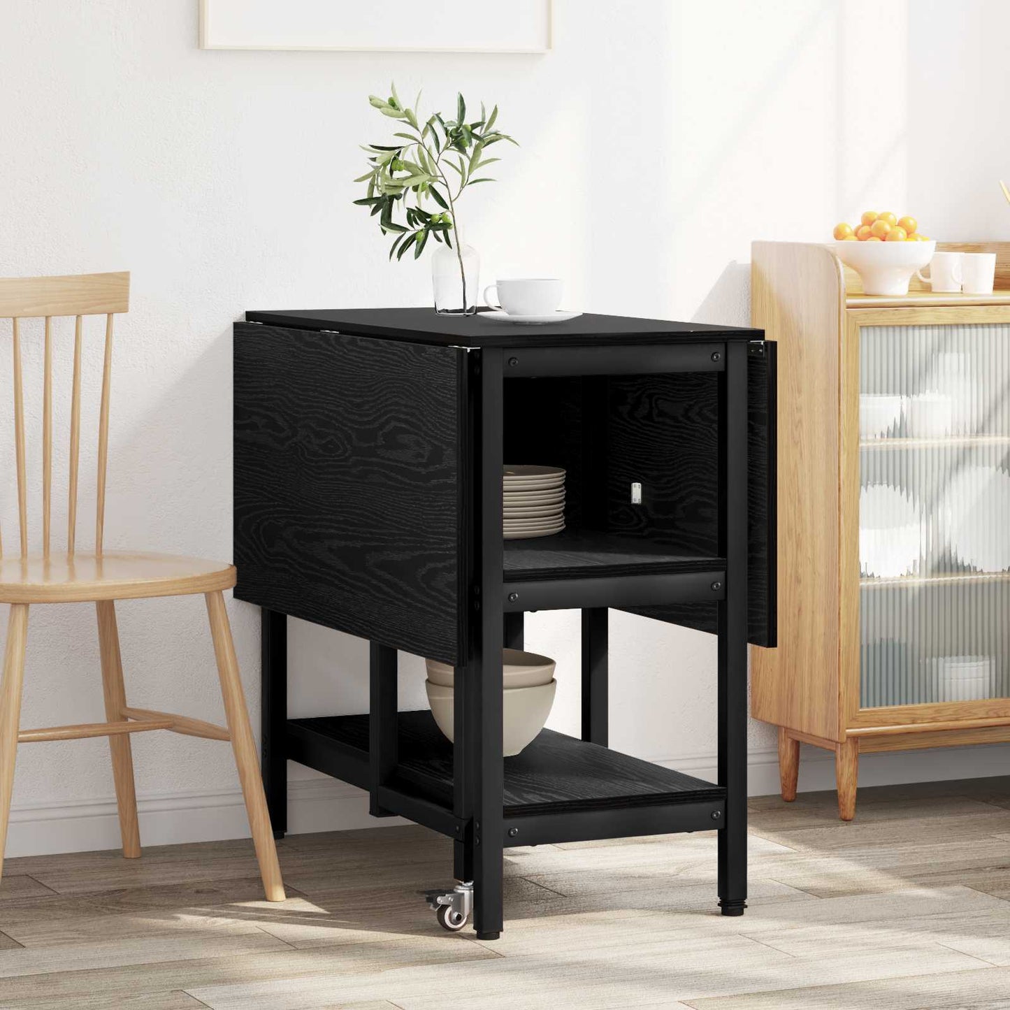 vidaXL Dinning Table 122 x 80 x 76.5 cm Engineered Wood Black Oak