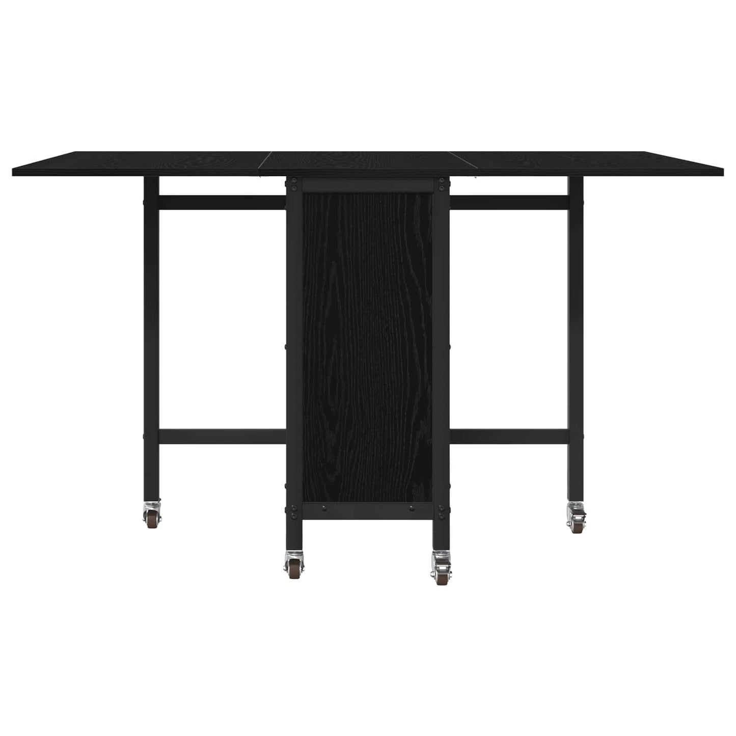 vidaXL Folding Dining Table with Castors 130 x 80 x 76.5 cm Black Oak