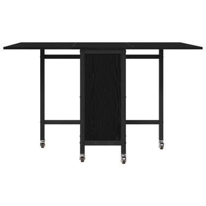 vidaXL Folding Dining Table with Castors 130 x 80 x 76.5 cm Black Oak