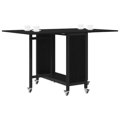 vidaXL Folding Dining Table with Castors 130 x 80 x 76.5 cm Black Oak