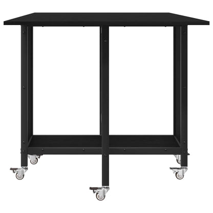 vidaXL Folding Dining Table with Castors 130 x 80 x 76.5 cm Black Oak