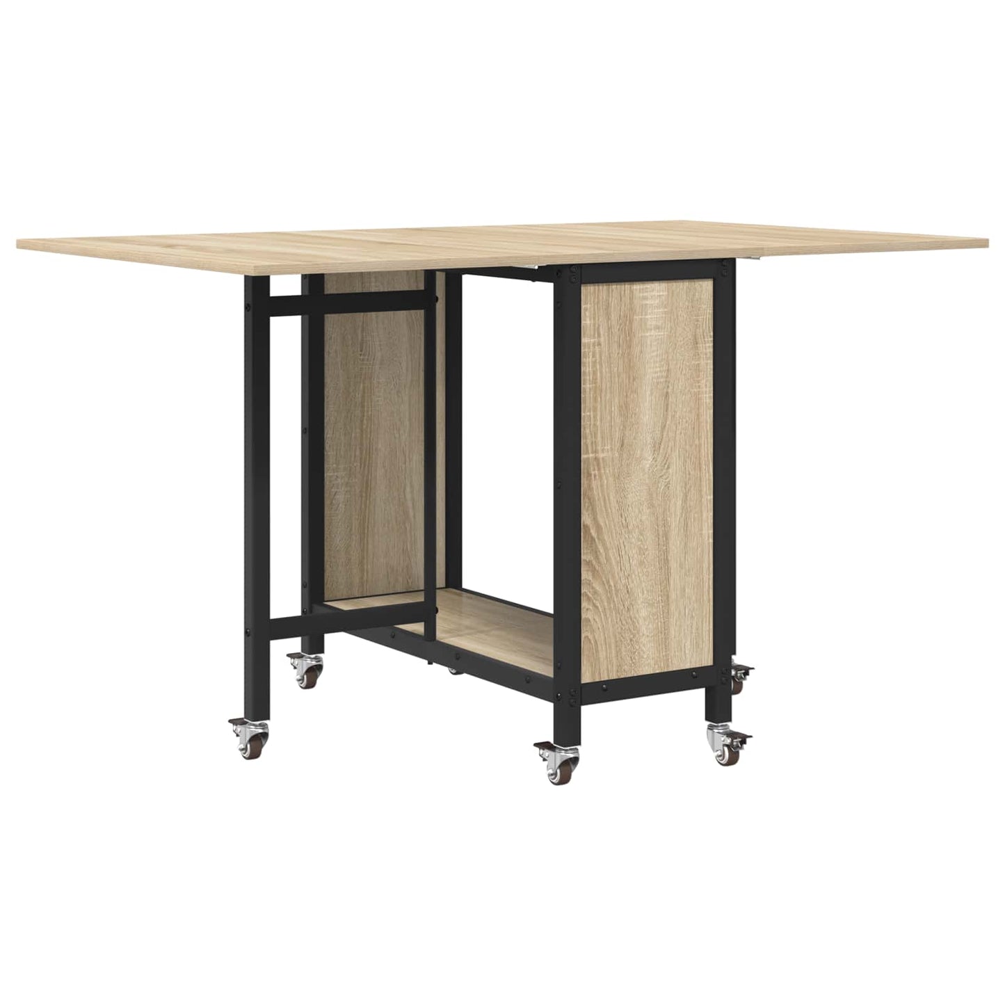 vidaXL Folding Dining Table with Castors 130 x 80 x 76.5 cm steel PB