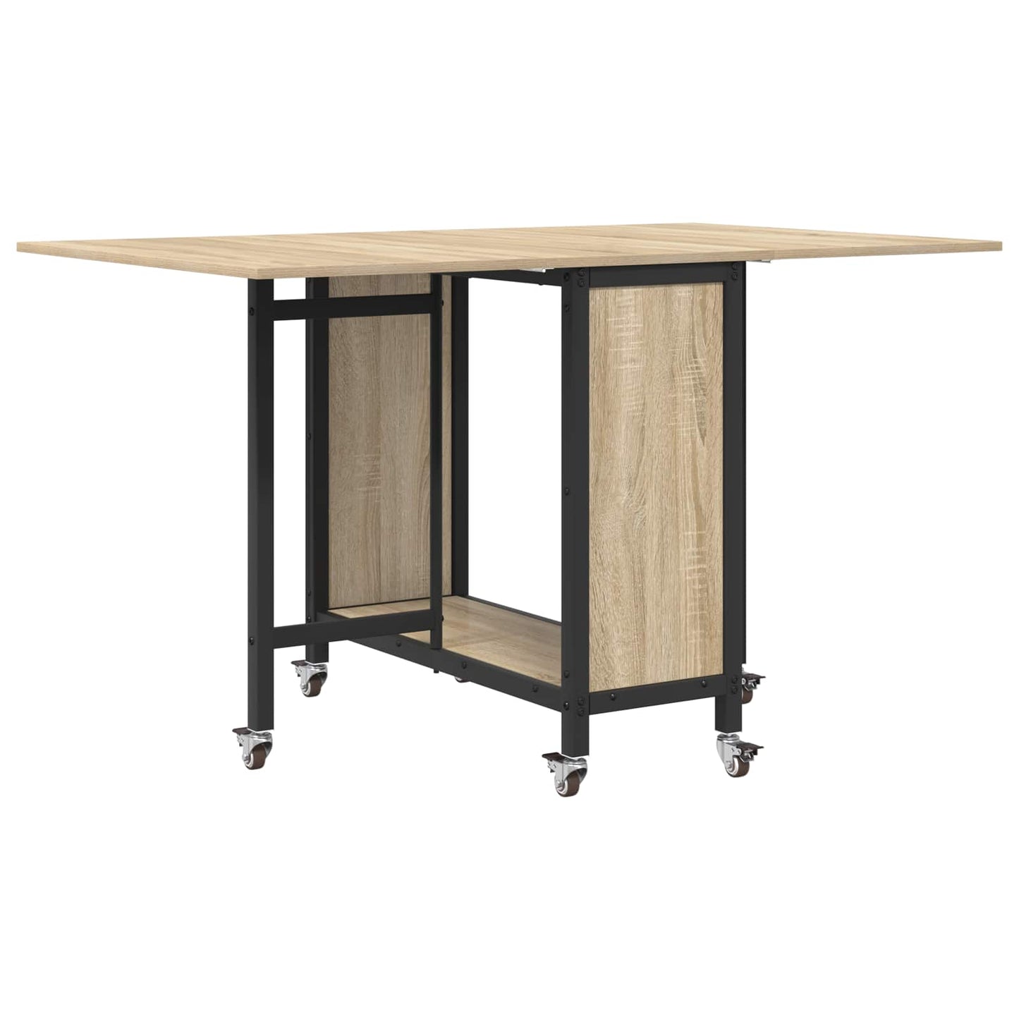 vidaXL Folding Dining Table with Castors 130 x 80 x 76.5 cm steel PB