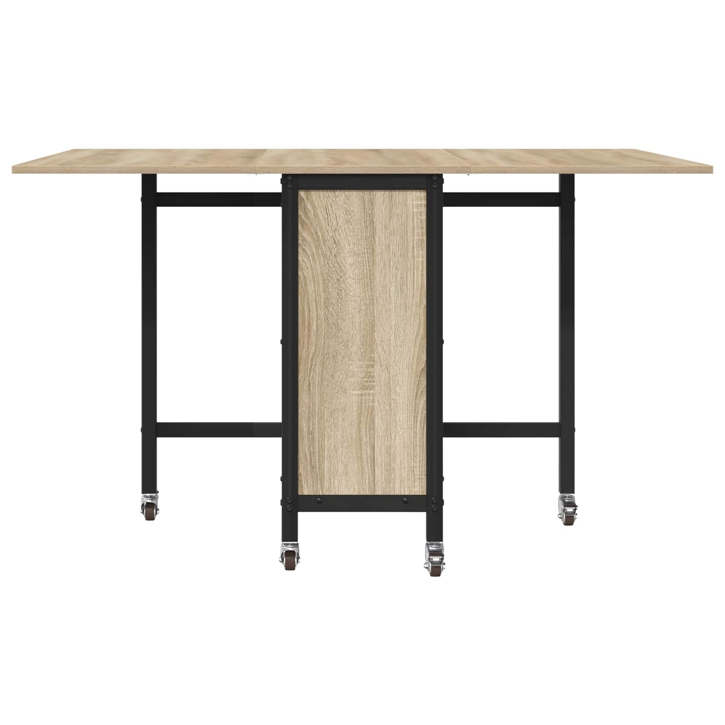 vidaXL Folding Dining Table with Castors 130 x 80 x 76.5 cm steel PB