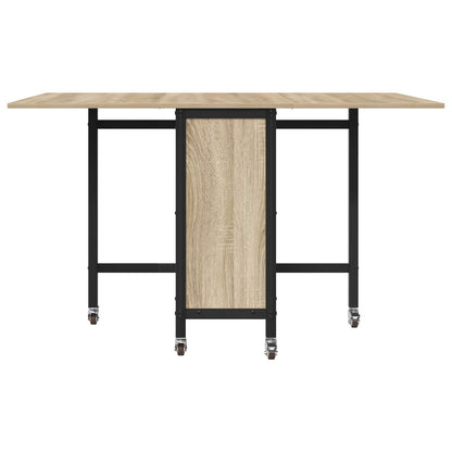 vidaXL Folding Dining Table with Castors 130 x 80 x 76.5 cm steel PB