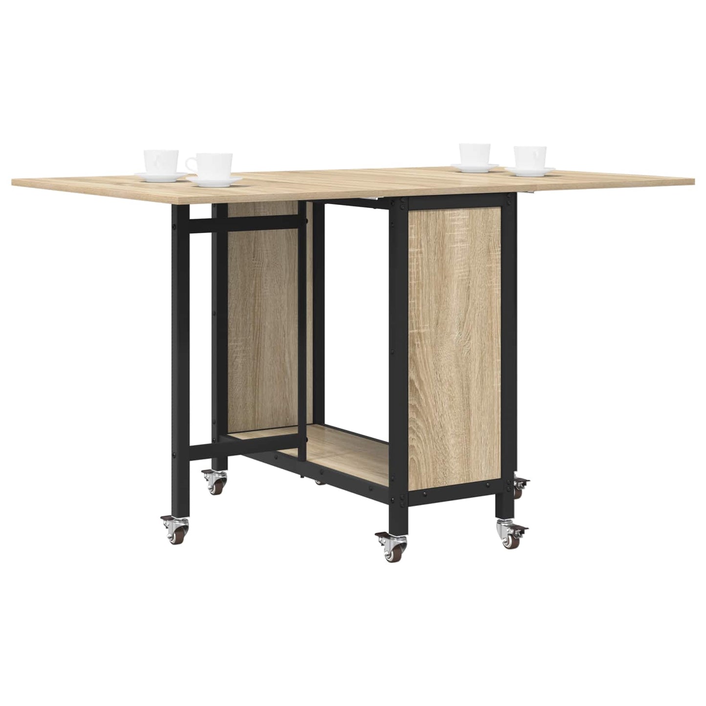 vidaXL Folding Dining Table with Castors 130 x 80 x 76.5 cm steel PB