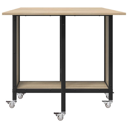 vidaXL Folding Dining Table with Castors 130 x 80 x 76.5 cm steel PB