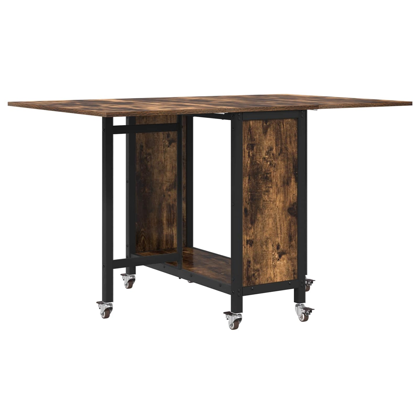 vidaXL Folding Dining Table with Castors 130 x 80 x 76.5 cm steel PB