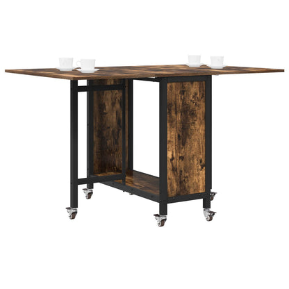 vidaXL Folding Dining Table with Castors 130 x 80 x 76.5 cm steel PB