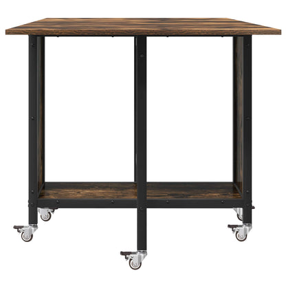 vidaXL Folding Dining Table with Castors 130 x 80 x 76.5 cm steel PB