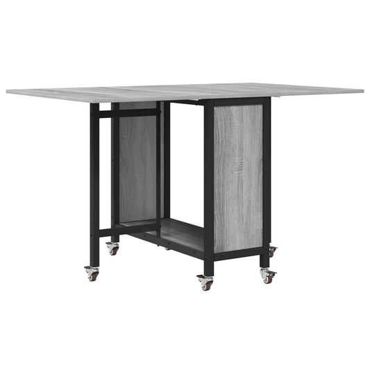 vidaXL Folding Dining Table with Castors 130 x 80 x 76.5 cm steel PB