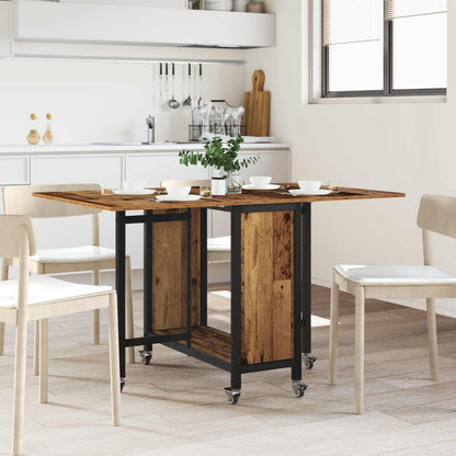 vidaXL Folding Dining Table with Castors 130 x 80 x 76.5 cm steel PB