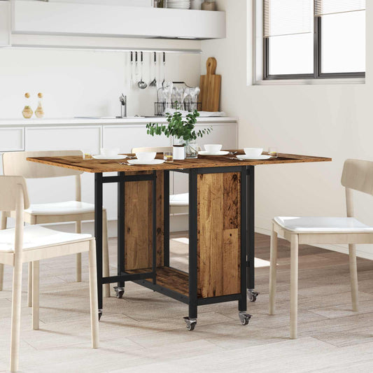 vidaXL Folding Dining Table with Castors 130 x 80 x 76.5 cm steel PB