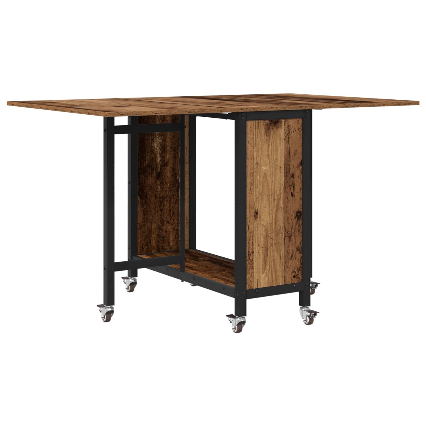 vidaXL Folding Dining Table with Castors 130 x 80 x 76.5 cm steel PB