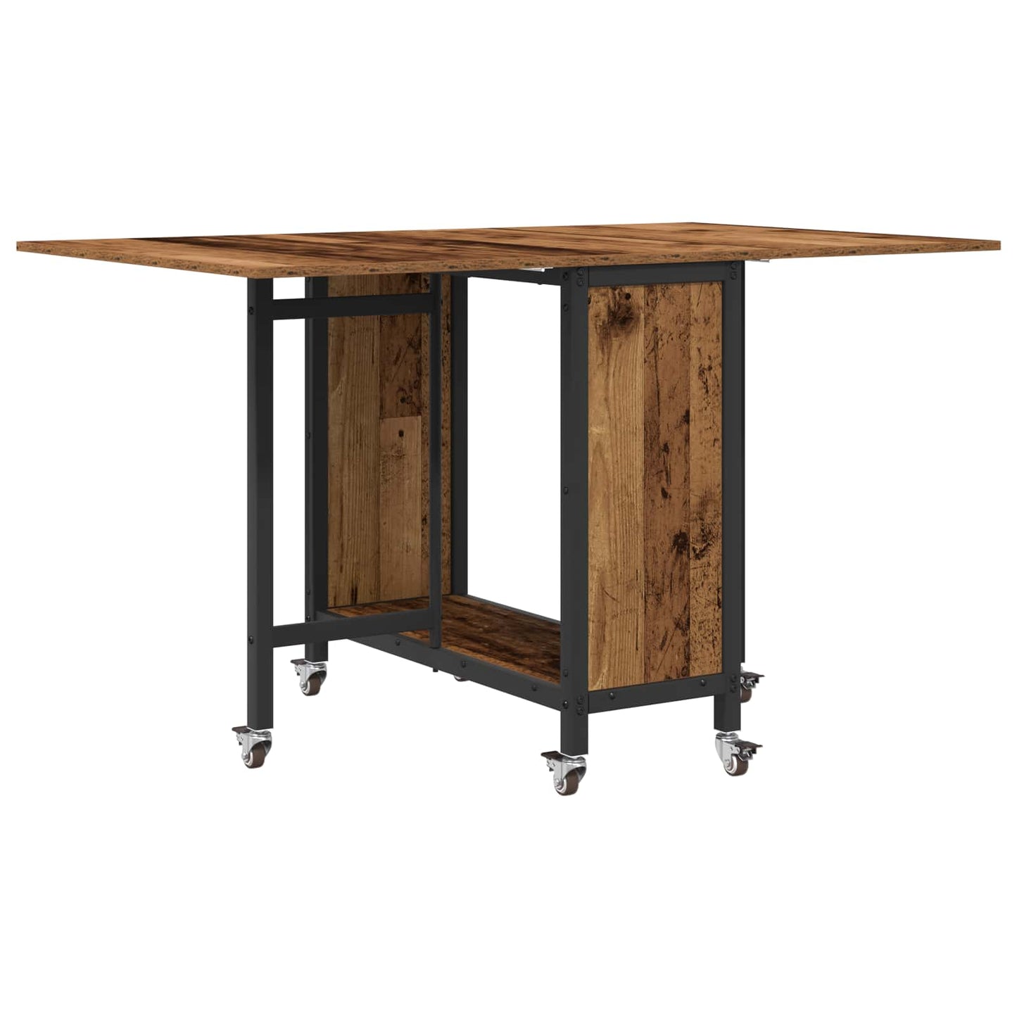 vidaXL Folding Dining Table with Castors 130 x 80 x 76.5 cm steel PB