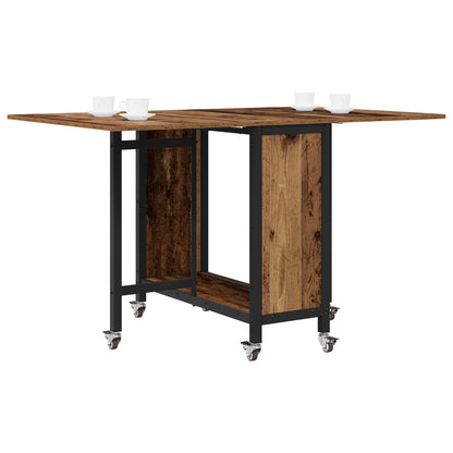 vidaXL Folding Dining Table with Castors 130 x 80 x 76.5 cm steel PB