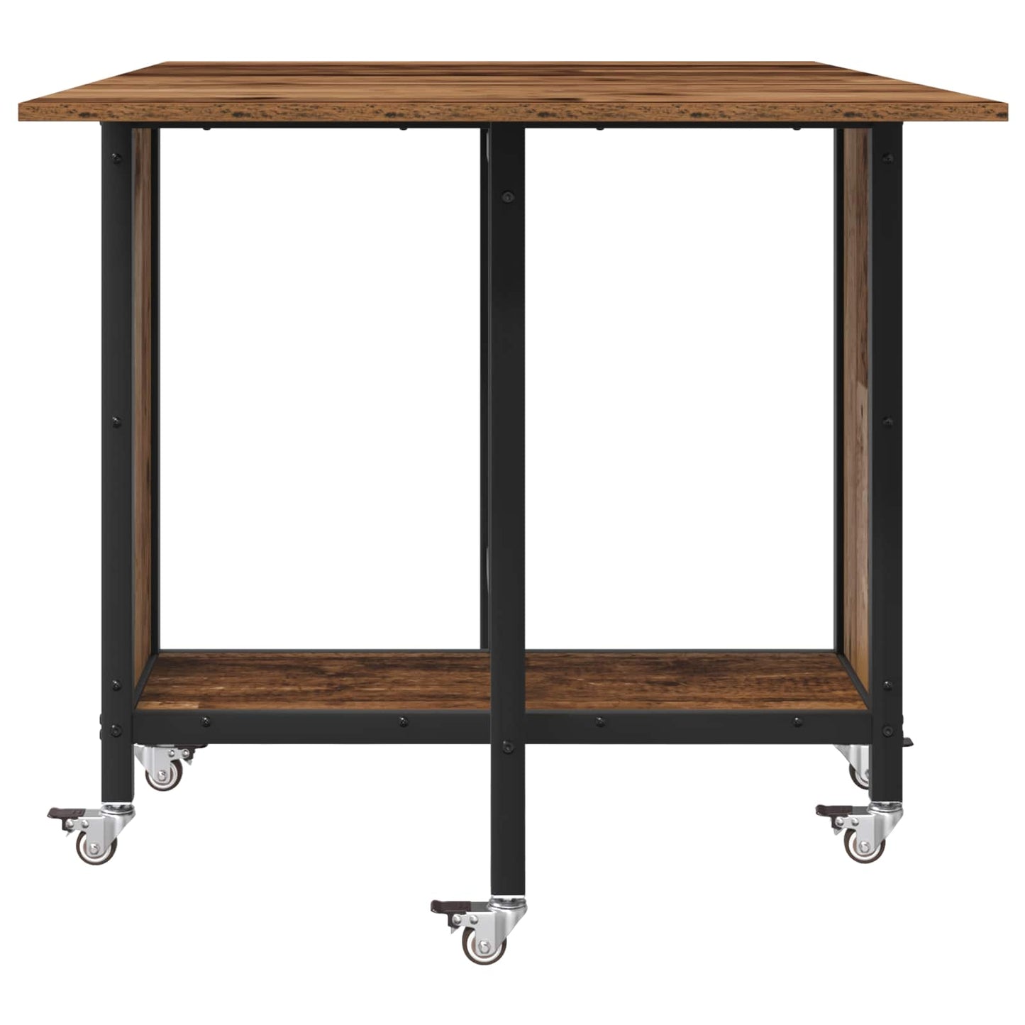 vidaXL Folding Dining Table with Castors 130 x 80 x 76.5 cm steel PB