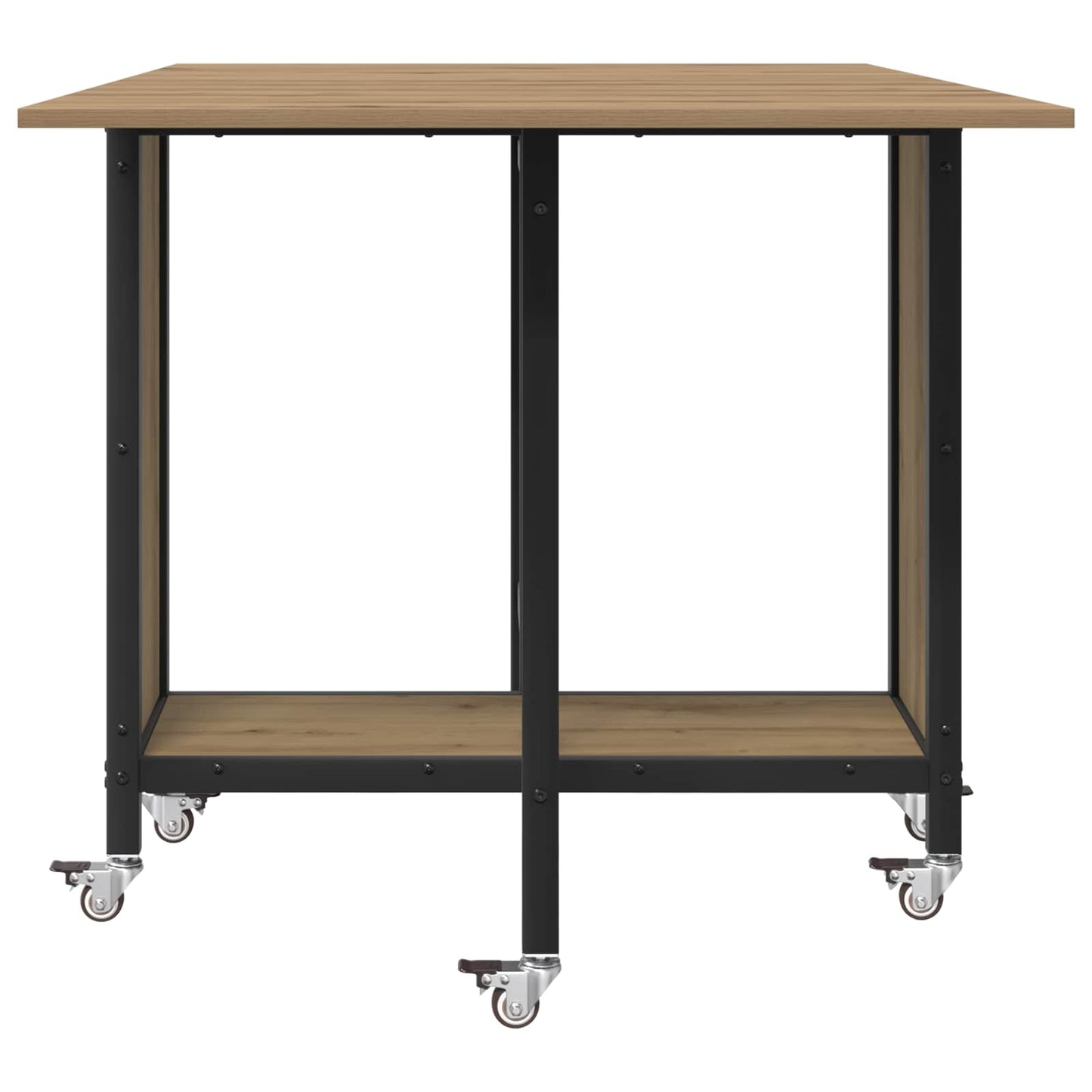 vidaXL Folding Dining Table with Castors 130 x 80 x 76.5 cm steel PB