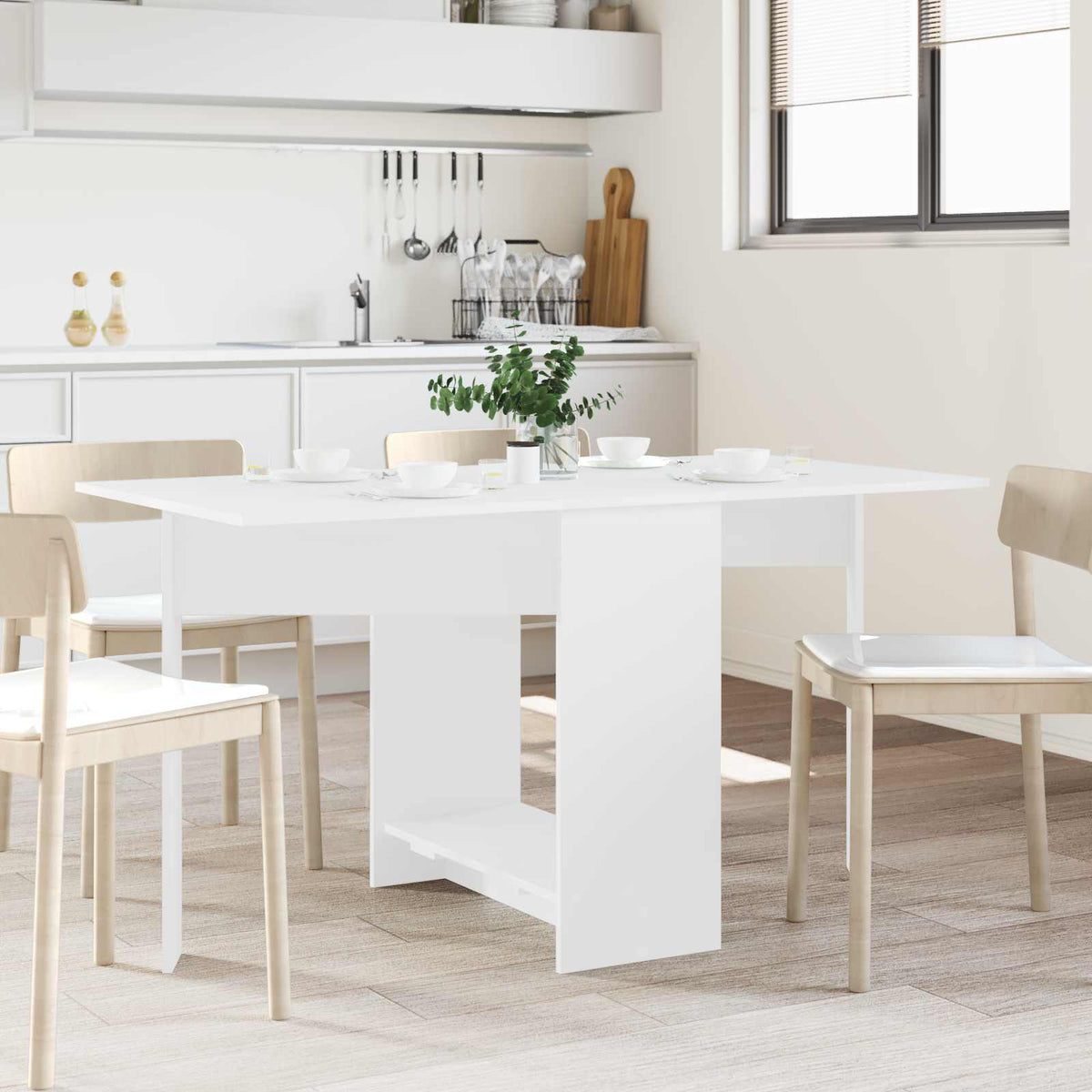 vidaXL Dinning Table 138 x 70 x 73.5 cm Engineered Wood White