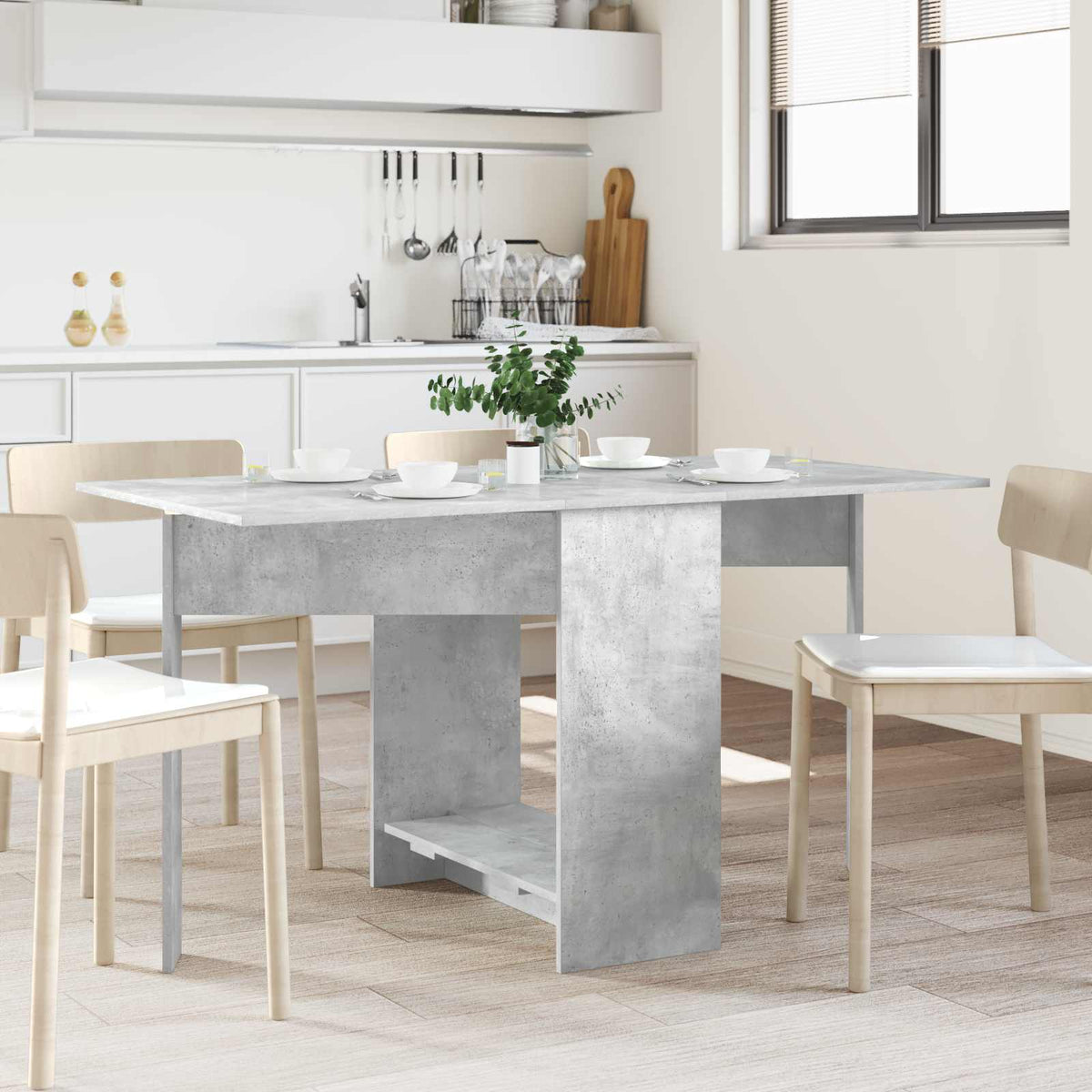 vidaXL Dinning Table 138 x 70 x 73.5 cm Engineered Wood Concrete Grey
