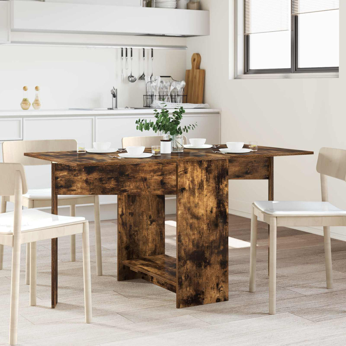 vidaXL Dinning Table 138 x 70 x 73.5 cm Engineered Wood Smoked Oak