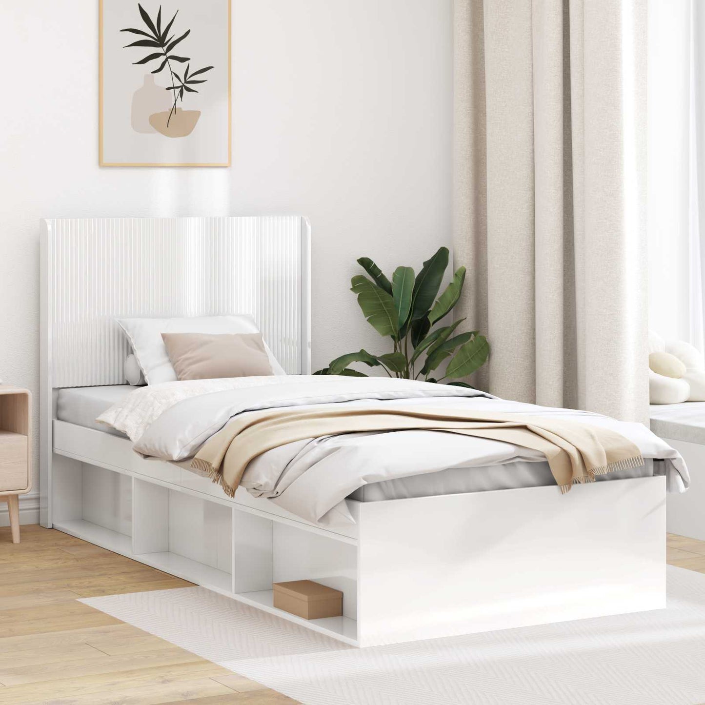 vidaXL Headboard High Gloss White Engineered Wood