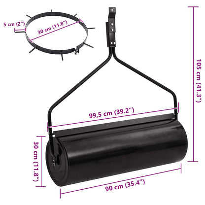 vidaXL Garden Lawn Roller Pull with Aerator Clamps Ø 30 x 90 cm Steel