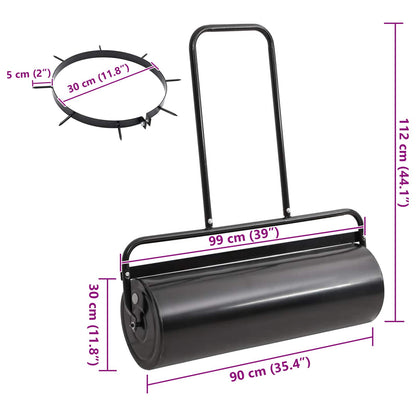 vidaXL Garden Lawn Roller Pull with Aerator Clamps Ø 30 x 90 cm Steel
