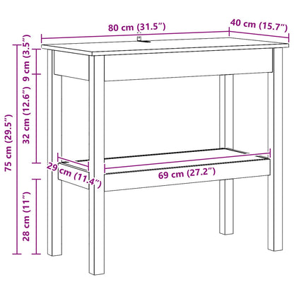 vidaXL Console Table Wax Brown 80 x 40 x 75 cm Solid Pine Wood