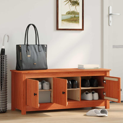 vidaXL Shoe Cabinet Wax Brown 110 x 38 x 45.5 cm Solid Pine Wood
