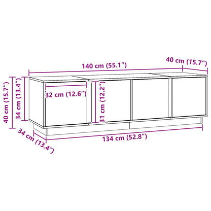 vidaXL TV Cabinet Wax Brown 140 x 40 x 40 cm Solid Pine Wood