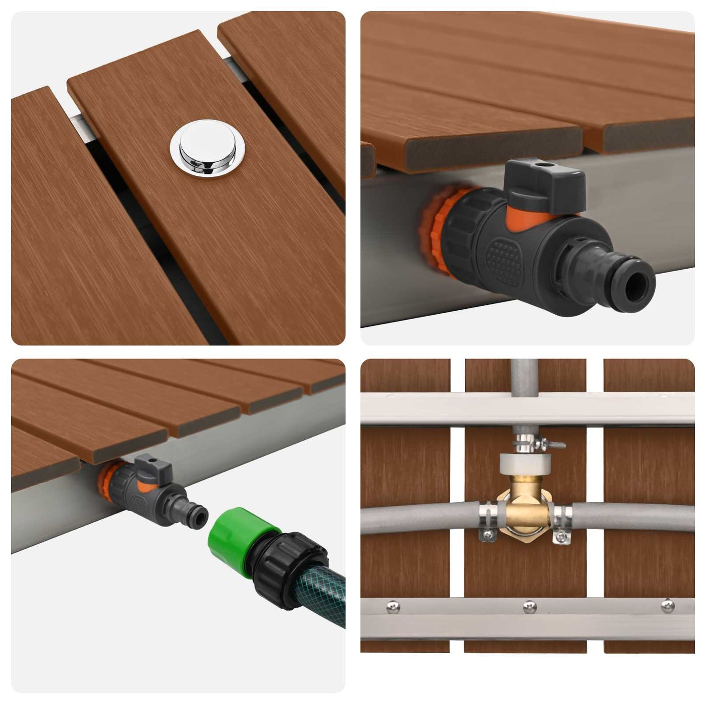 vidaXL Garden Floor Shower WPC and Stainless Steel 201 Brown