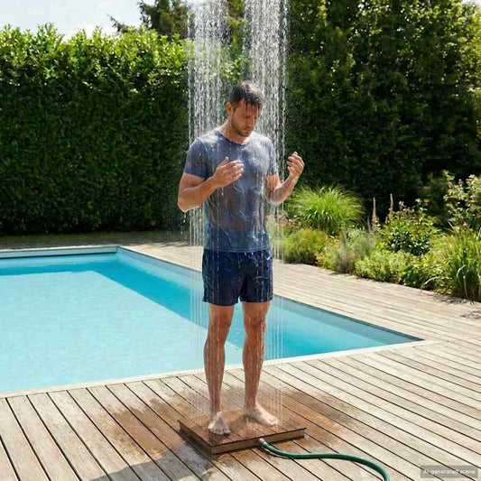 vidaXL Garden Floor Shower WPC and Stainless Steel 201 Brown