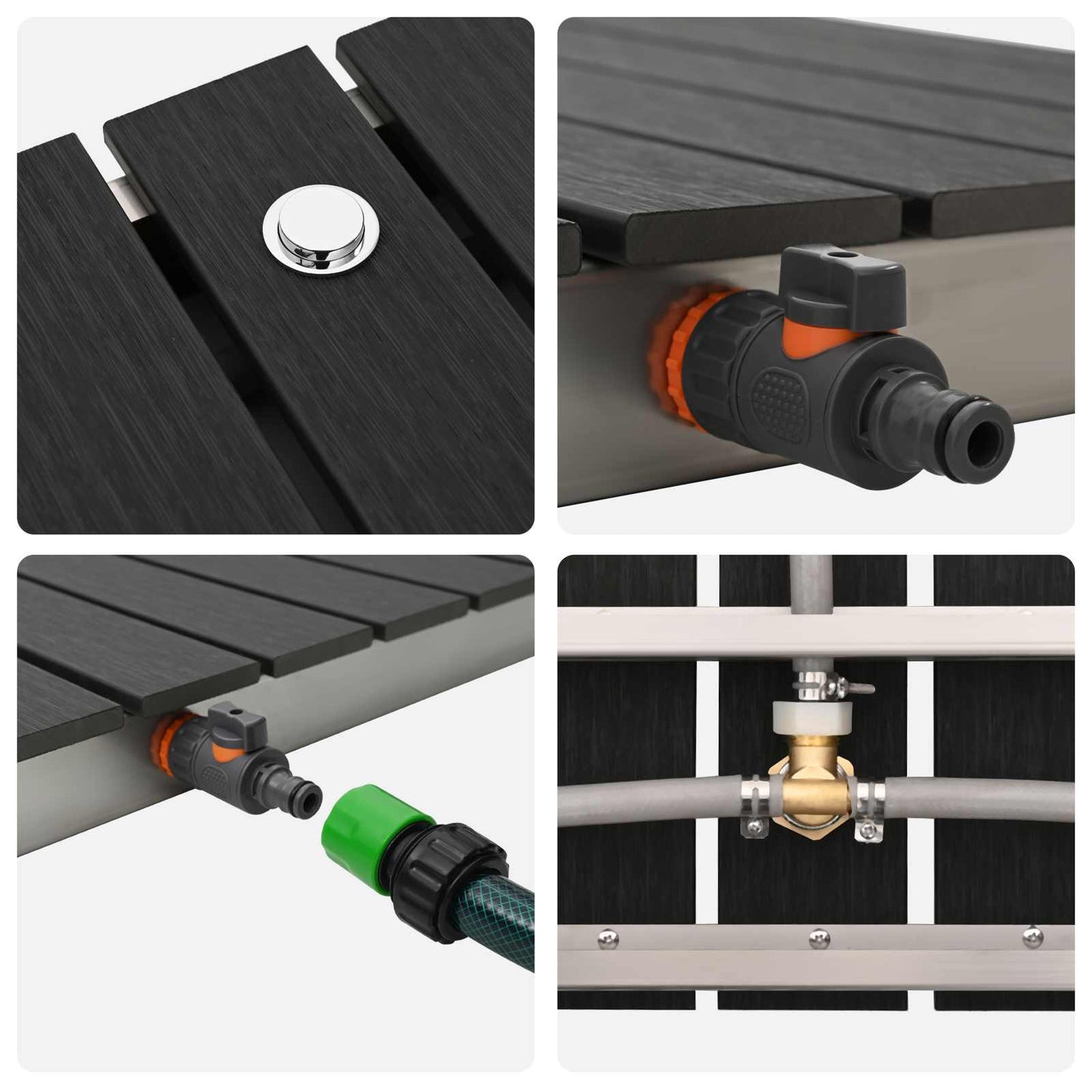 vidaXL Garden Floor Shower WPC and Stainless Steel 201 Anthracite