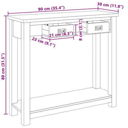 vidaXL Console Table Natural 90 x 30 x 80 cm Solid Teak Wood