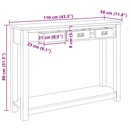 vidaXL Console Table Natural 110 x 30 x 80 cm Solid Teak Wood